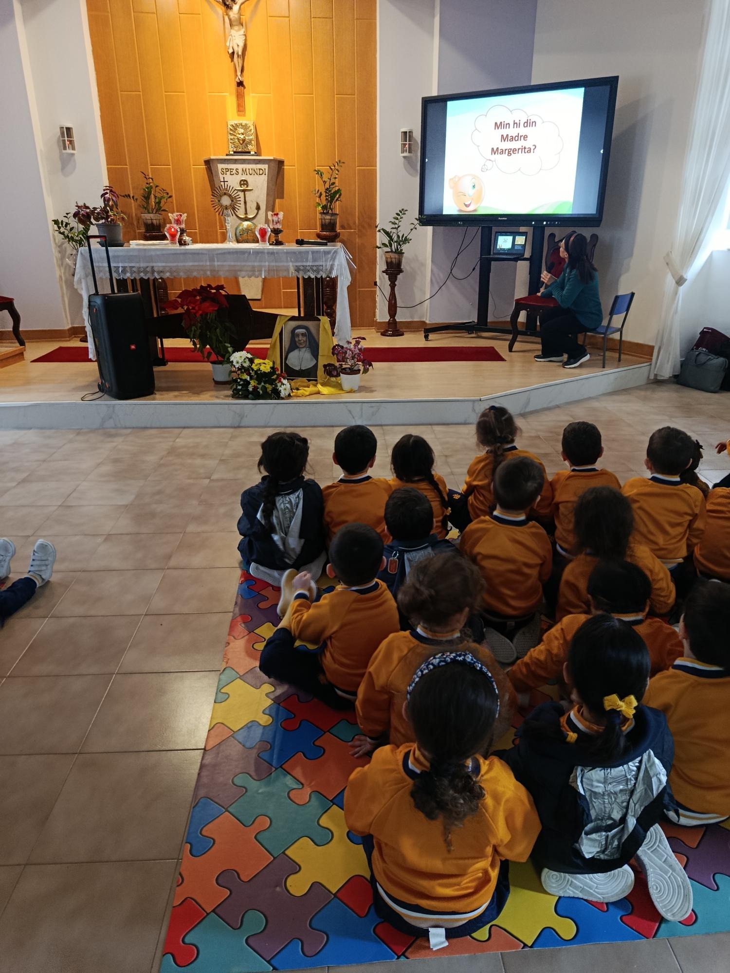 Students gathered for a school celebration