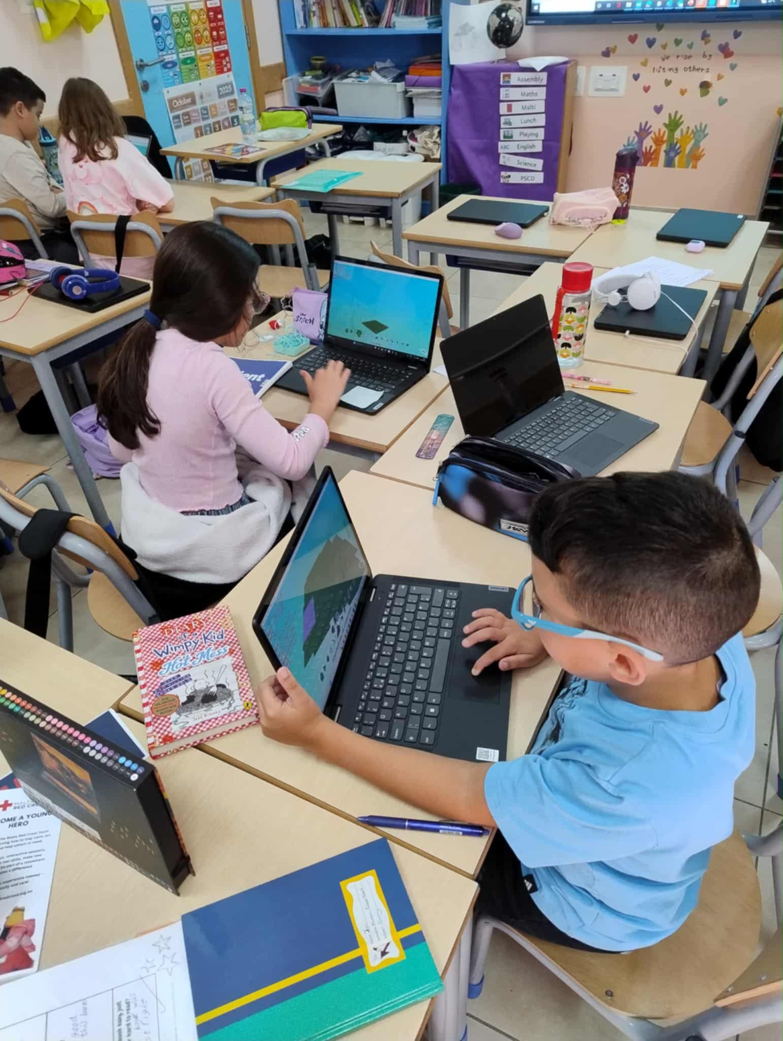 Students using digital tools